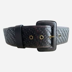 Banana Republic Brown Woven Genuine Leather Belt Size M 2.25" Very Good